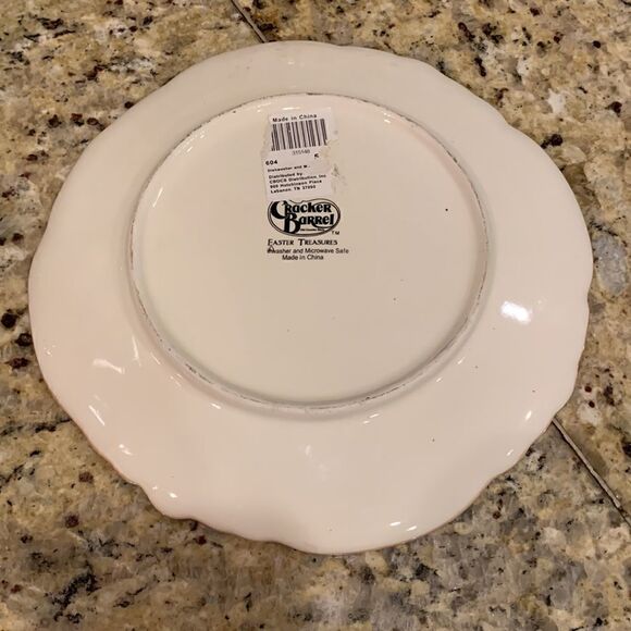Vintage Cracker Barrel Easter Treasures Tulip Bunny Plate Tray Rabbit decor - Picture 6 of 8